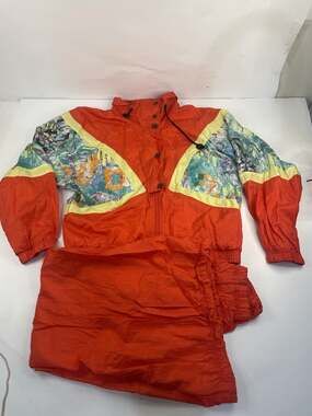 Vintage Sergio Tacchini Red Abstract Nylon Tracksuit Set Size 10 Korea